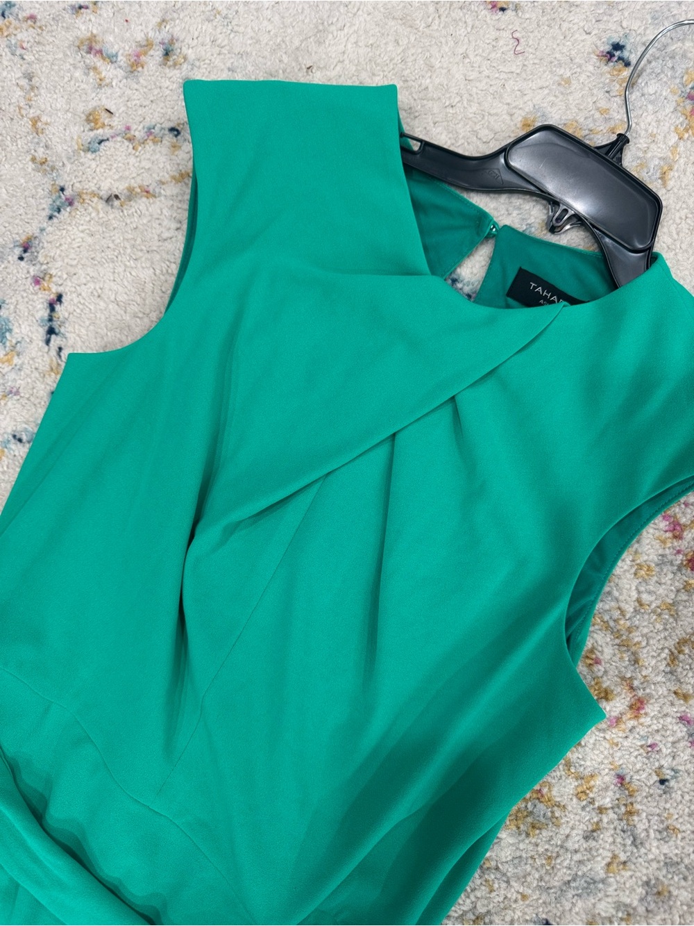 Tahari ASL Emerald Green‎ Cap-Sleeve Tie-Waist Mini Dress - Picture 4 of 8
